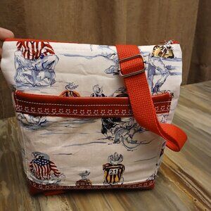 New Travel Sling Crossbody Western Cowboy Rodeo Faux Leather trim Red white blue